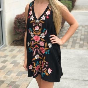 Embroidered Floral Mini Dress